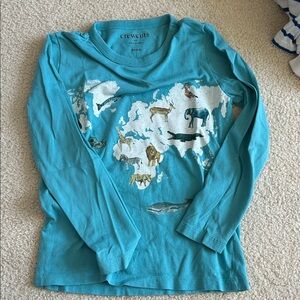 crewcuts Turquoise Long-Sleeve Tee with World Animal Map